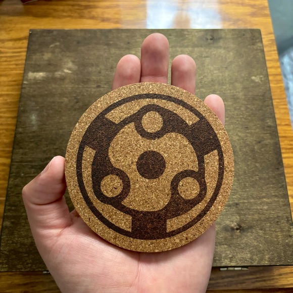 Naruto Madara Eternal Mangekyou Sharingan Laser Engraved Cork Coaster - Picture 3 of 5